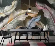 3D Feather Texture Colorful Self-adhesive Removeable Wallpaper Wall Mural