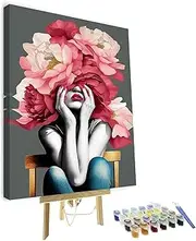 TUMOVO Paint by Numbers for Adults Beginner Girl Paint by Number Kits DIY Acrylic Painting for Adults Kids Paint by Number Abstract Flower Paint by Number Arts Craft Framed 16 x20 Inch