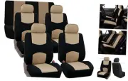 Flat Cloth Full Set Car Seat Covers Three Row 7 Beige Seat Cover 3 Row Set