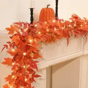2 Pcs Fall Garland 11 FT Maple Garland with Lights Fall Leaves Garland with Eu