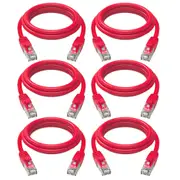 6PK Cruxtec RJ45 Internet LAN 2m CAT6 10GbE Gigabit Speed Ethernet PVC Cable Red