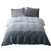 Gradient Grey Quilt Duvet Cover Set Bedding for Queen King Size