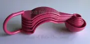 NEW Tupperware Measuring Spoons Set of 6 PINK Embossed D Ring Cups Baking Tools