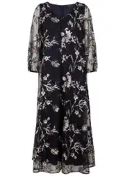 Marina Rinaldi Ruth Floral-embellished Tulle Midi Dress - Black - 21 (UK16 / XL) 21 (UK16 / XL)