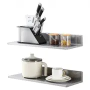 VEVOR 8.6" x 24" Stainless Steel Shelf, Wall Mounted Floating Shelving with Backsplash, 44 lbs Load Capacity Commercial Shelves, Heavy Duty Storage Ra