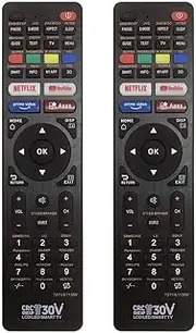 [2 Pack] T Tersely Universal LCD/LED/3D Replacement TV Remote, with Netflix YouTube for LCD/LED TV HDTV Remote Controller for Samsung, for Panasonic, for Philips, for Prima, for TCL