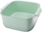 1 Pcs Household Kitchen Colander Set, Multi-Purpose 2 in 1 Fruit Vegetable Washing Food Strainers, Large Capacity Drain Basket for Home, Berry Cleaning (Blue, One Size)