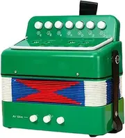 Btuty Accordion 7 Buttons 2 Bass Musical Instrument ABS Material for Beginners Button Accordion Light Hand-Eye Coordination Performance on Stage (Raw-Line)