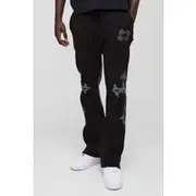 Mens Black Slim Fit Cross Gusset Joggers
