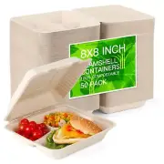100% Home Compostable 50 Pack Disposable Clamshell Take Out Food Containers, ...
