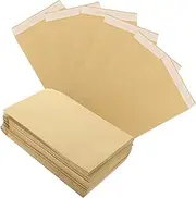 SHOWERORO 100pcs Cash Organizer Kraft Paper Light Brown Adhesive Envelop Kraft Envelopes Money Saving Envelope