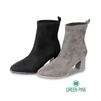 在飛比找Yahoo奇摩購物中心優惠-GREEN PINE冬日輕奢粗跟短筒彈力襪靴共2色(1011