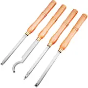 Wood Turning Tools for Lathe 4 PCS Set, Carbide Lathe Tools with Diamond Shape, Round, Square Cutters, Turning Lathe Chisels with Comfortable Grip Handles Lathe Tools for Craft DIY