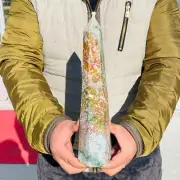 1539g Colourful Ocean Jasper Natural Quartz Crystal Point Landscape Tower
