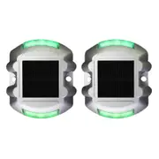 2Pcs Solar LED Pathway Driveway Light Lamp Dock Step Road Safety Marker Light-Green