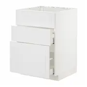 METOD / MAXIMERA base cab f sink+3 fronts/2 drawers, white/Stensund white, 60x60x80 cm