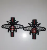 2 Embroidered Red Bee Patch Iron On /sew On Applique Free Shipping