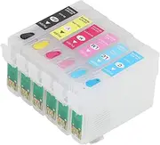 6 Colors Ink, Permanent Chip Replacement Refill Printer Cartridges with Clear Printing, Smooth Ink Output, Standard Size, for Photos, Test Papers, (T0781/T078