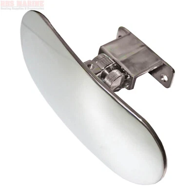 Shatter Proof Chrome Ski Boat Mirror Bracket Convex Lens Adjustable Positions
