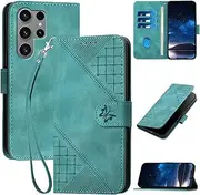 Mobile Phone Case for Samsung Galaxy S23 Ultra Case with Premium Leather [Card Slot] [Stand Function] Flip Case Cover Protective Case for Samsung Galaxy S23 Ultra - Green