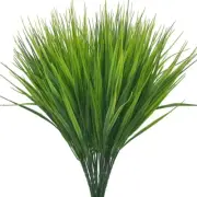 6 PCS Artificial Plants Outdoor Greenery Faux Plastic Wheat Grass Bushes Green V