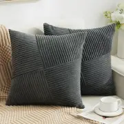 Decorative Throw Pillow Covers 16x16 Inch Set 16" x 16" (Pack of 2) Dark Grey