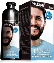 Maani Essence MOKERU Hair Color Shampoo for Men's Mustache & Beard, Black, Gel, Permanent, 5 Minutes Color Dye, Long Lasting, Black, Suitable for Black Hair