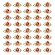 40Pcs 1" Ribbon Flowers Bows Mini Satin Roses Flowers Khaki/Cream