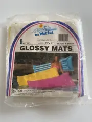 Vintage 1987 80’s Intex Glossy Mats pool float raft 72"X27" Yellow (boxE)