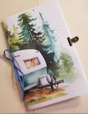 Junk Journal Booklet "HAPPY CAMPER" Vintage Camping Cards, Pockets, Ephemera