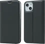 Cavor for iPhone 13 Mini Case (5.4"),PU Leather Cover Folio Flip Slim Ultra Thin Wallet Magnetic Case Stand Card Slot Holder with Kickstand Phone Cover Case- Gray