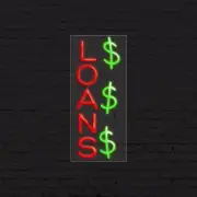 Loans Sign for Business Displays | LED Flex Neon | 13"W x 32"H x 1"D