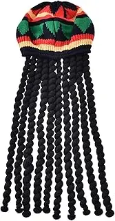 [Generic] Men's Hat with Dreadlocks - Jamaican Beanie with Fake Dreadlocks | Reggae Knit Cap, Style Hat | Perfect for Costumes, Festivals, Parties, Theme Celebrations, Unisex