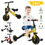 3 in 1 Kids Foldable Balance Bike Push Kick Bicycle Tricycle Ride On Walker Toy