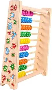 BRIGHTFUFU Colorful Computing Rack Kids Learning Toys 10-Level Wooden Abacus Math Educational Toy