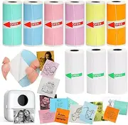 HuiJuKeJi 9 Rolls Mini Printer Sticker Paper,Thermal Self-Adhesive Paper 57 * 25mm,3 Rolls of White &6 Rolls of Colour Paper for Pocket Inkless Portable Bluetooth Printer to Print Photo,Note