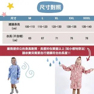 【歐樂生活館】兒童卡通造型雨衣 滿版印花雨衣(可背書包 安全反光條 輕薄好穿)