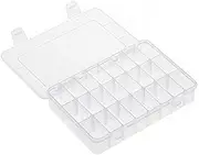 [TopHomer] Plastic Storage Container Box with Adjustable Dividers, Large Clear Plastic Bead Storage Box, 19.5 x 13 x 3.5cm/27.5 x 17.5 x4.5cm, 24/36 Grids 2 Size for Choose (36 Slots)