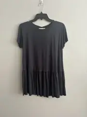 New Urban Outfitters S Truly Madly Deeply Peplum Ruffle Top 100% Modal Black NWT