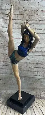 Handcrafted Multi Color Bronze Masterpiece Girl Gymnast Trophy Bronze Sculpture