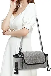 Stroller Storage Bag,Oxford Cloth Stroller Bag with Cup Holder | Large Capacity Baby Accessories with Shoulder Strap Multifunctional Diaper Tote for Mom