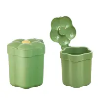 在飛比找momo購物網優惠-【清潔花】花朵桌面帶蓋垃圾桶(小垃圾桶 廚餘桶 雙層垃圾桶 