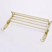 Towel Rack Deluxe Gold with Hook Bracket Bathroom Thicken Folding Wall Mount Hotel Shelf LWX