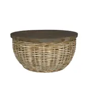 [Florabelle Living] Cabo Round Rattan Coffee Table with Timber Top