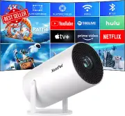 Mini Projector 4K 1080P, Android, WiFi 6, Bluetooth, 180° Rotatable, Portable