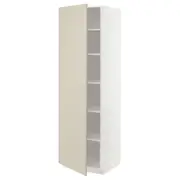 METOD high cabinet with shelves, white/Havstorp beige, 60x60x200 cm