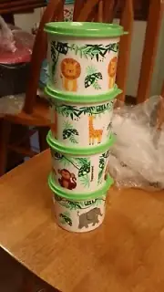 Tupperware Jungle Animals Mini Canister Set of 4 -2-cup/500 mL -NIP