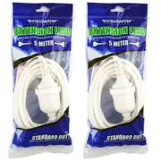 2x Ultracharge Extension Lead 5m Cable Cord Suitable for Indoor/Outdoor Use WHT