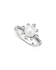 Lagos Sterling Silver Luna Cultured Pearl Fleur Ring