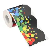 3"x 59 ft Bulletin Board Border, Wavy Trim Colorful Geometry Shape, Black
